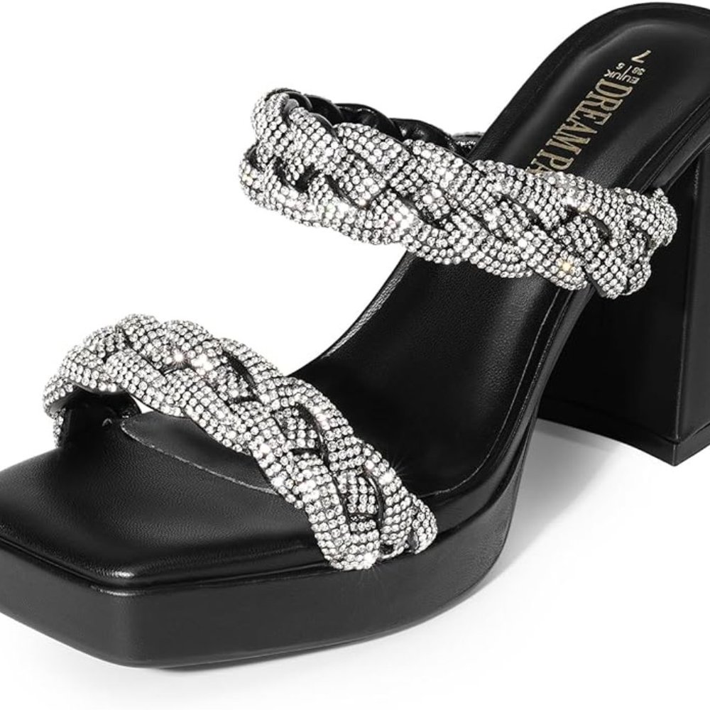 Open Square Toe Block Platform Heels - image 8